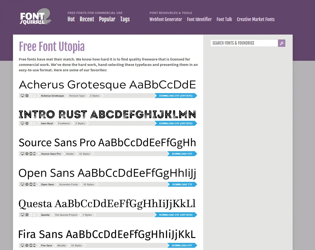 FontsQuirrel字体松鼠 – 设计师的免费商用字体宝库