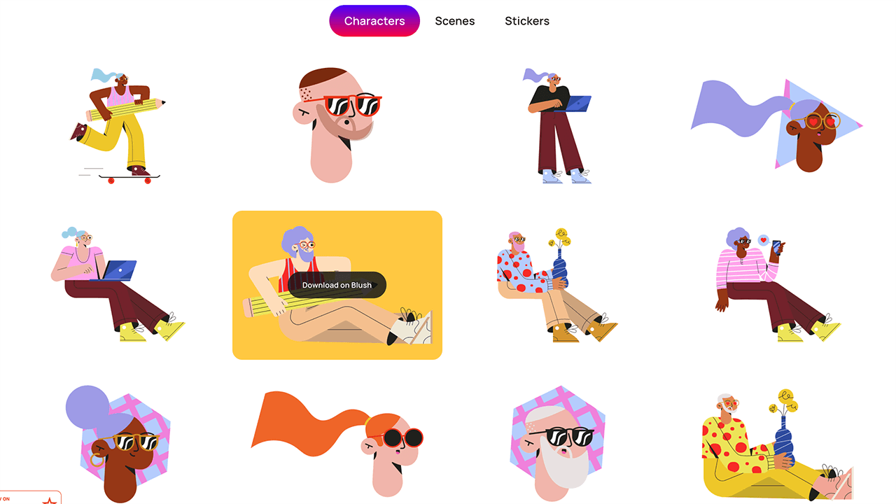 自由定制人物角色和插画的资源网站 —— blush