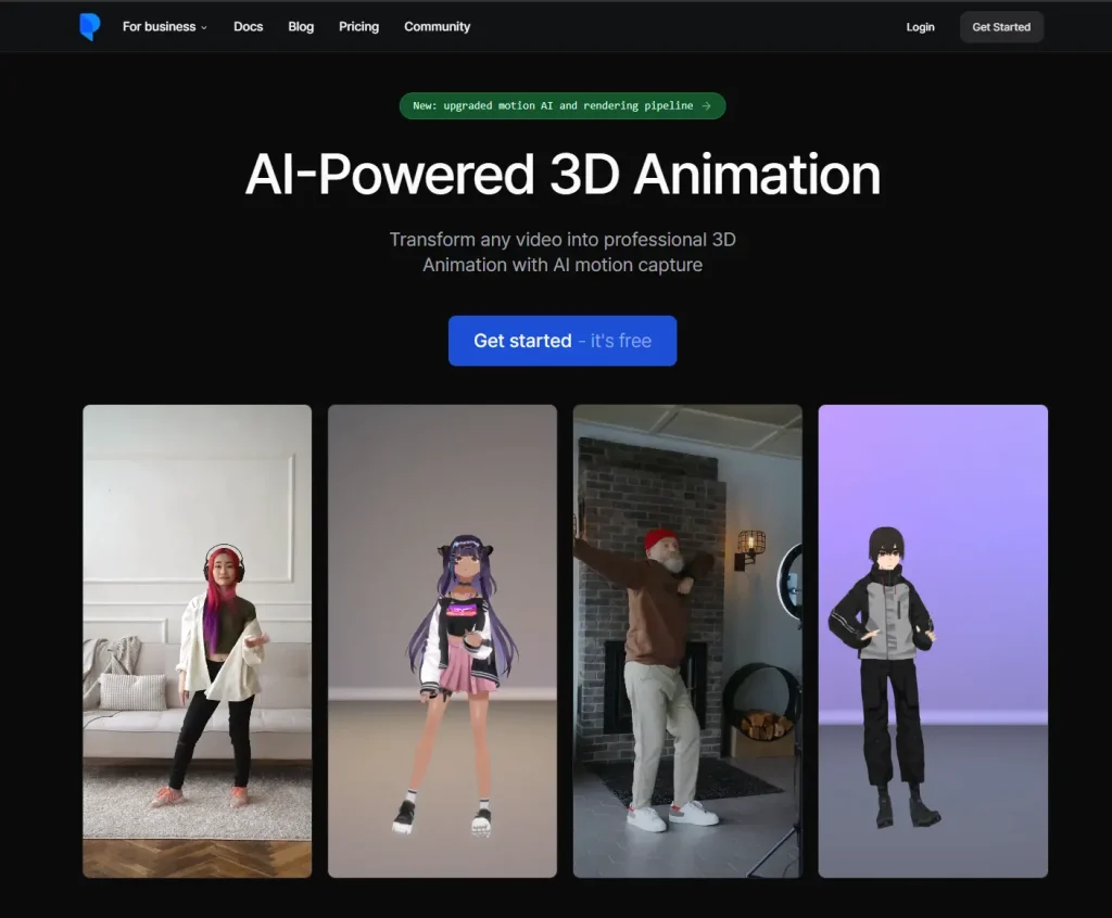 Plask Motion – AI动捕视频秒变3D动画