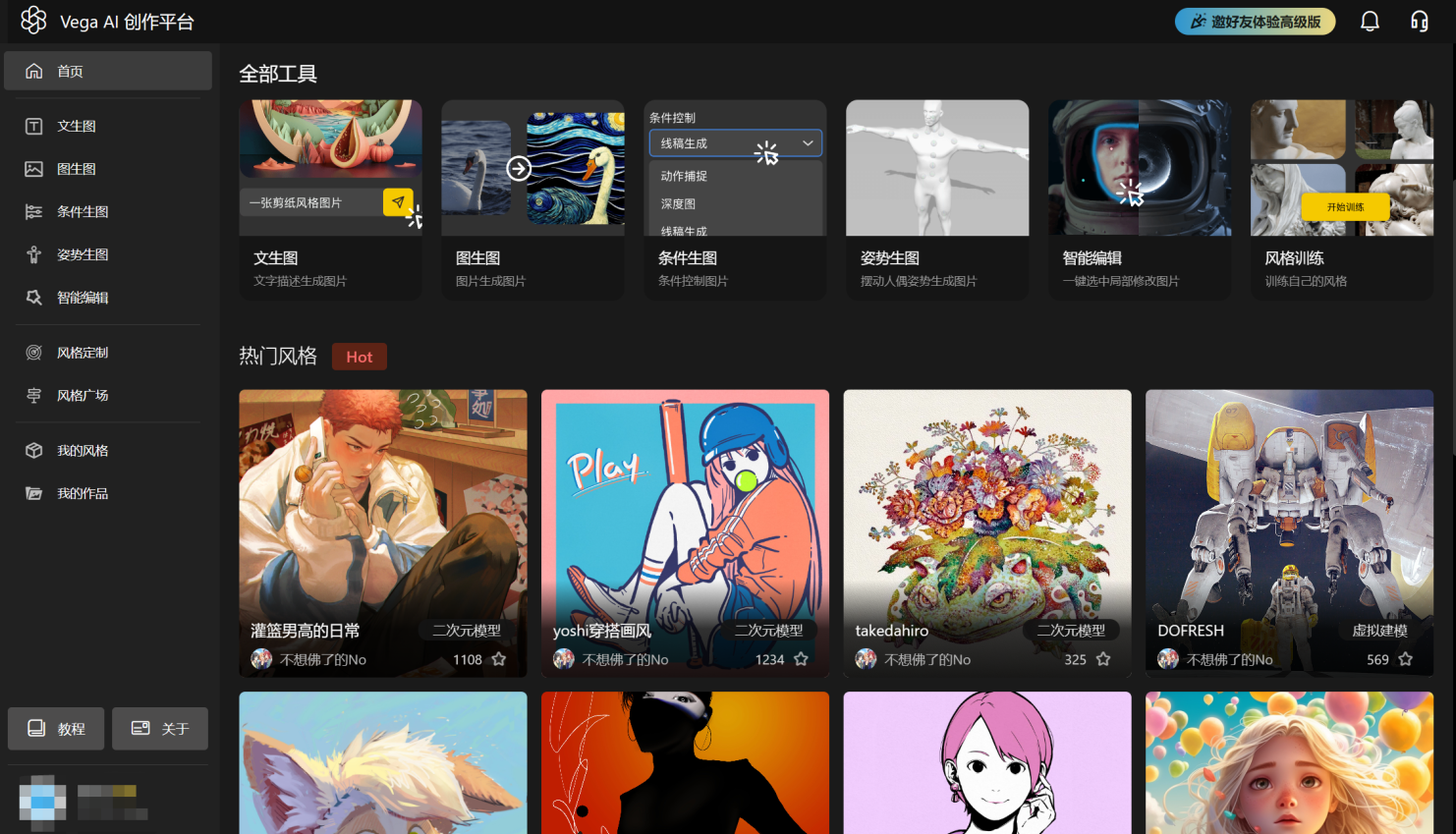 Vega AI创作平台—免费AI绘画，AI绘画模型训练