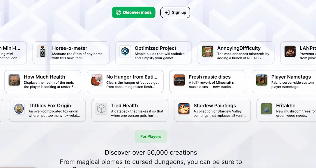 Modrinth：我的世界 游戏资源 分享网站