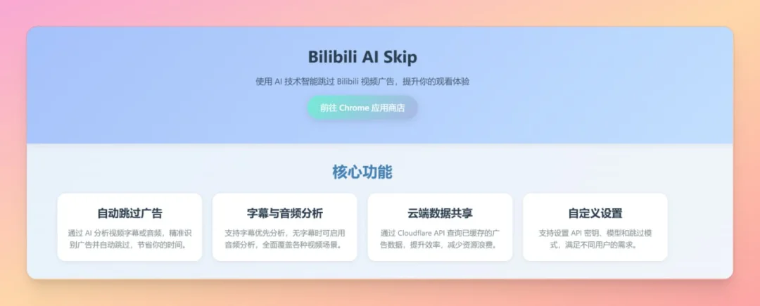 Bilibili AI Skip – 专为B站视频智能跳过广告 插件