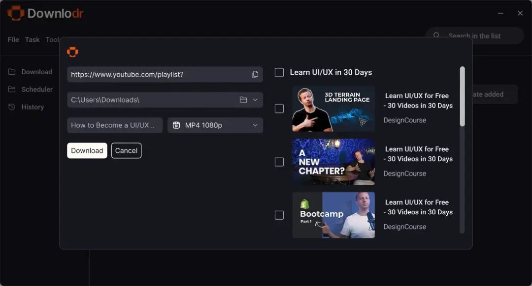 Downlodr – 支持 1800+ 平台的视频下载工具