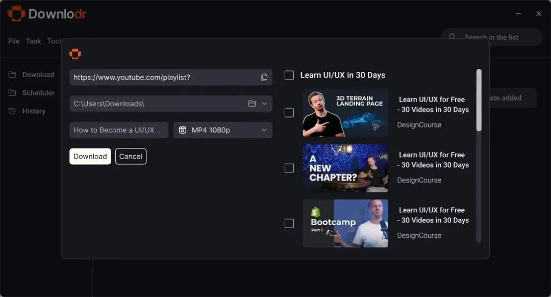 Downlodr – 支持 1800+ 平台的视频下载工具