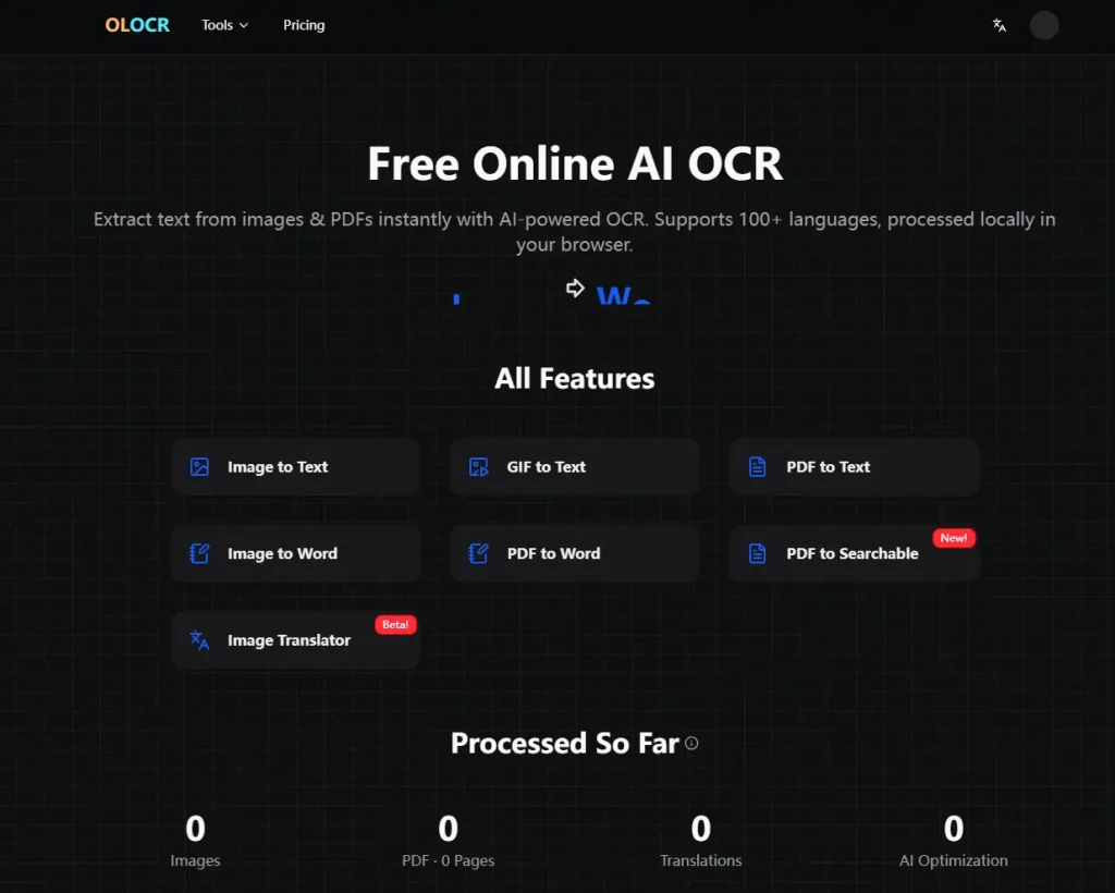 Online AI OCR - 免费在线OCR工具,隐私安全 1 Online AI OCR – 免费在线OCR工具,隐私安全