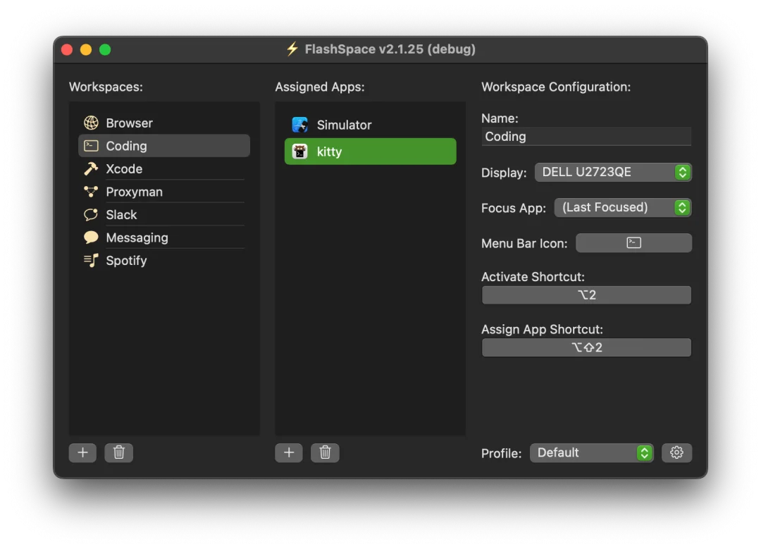 FlashSpace一款适用于 macOS 的快速虚拟工作区管理器