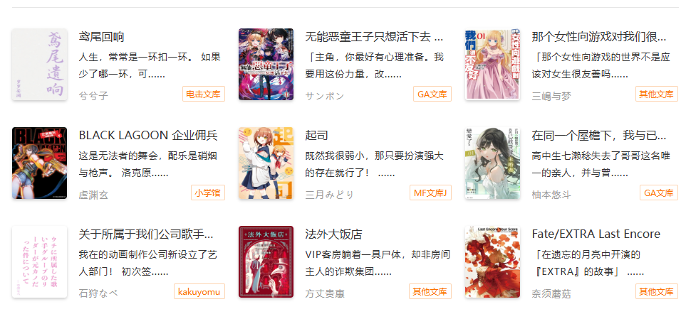 哩哔轻小说——提供日本动漫轻小说的在线阅读