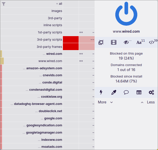 uBlock Origin Lite屏蔽广告、跟踪器、挖矿脚本等网页内容