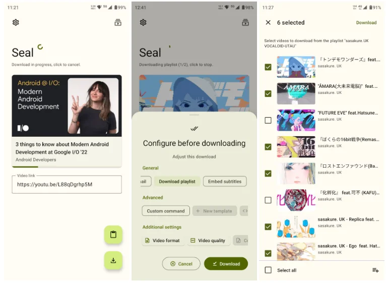 Seal ——Android 音视频下载工具，覆盖所有 yt‑dlp 支持的几千个视频平台