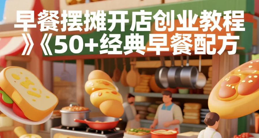 早餐摆摊开店创业教程  ​​50+经典早餐配方​​ MP4