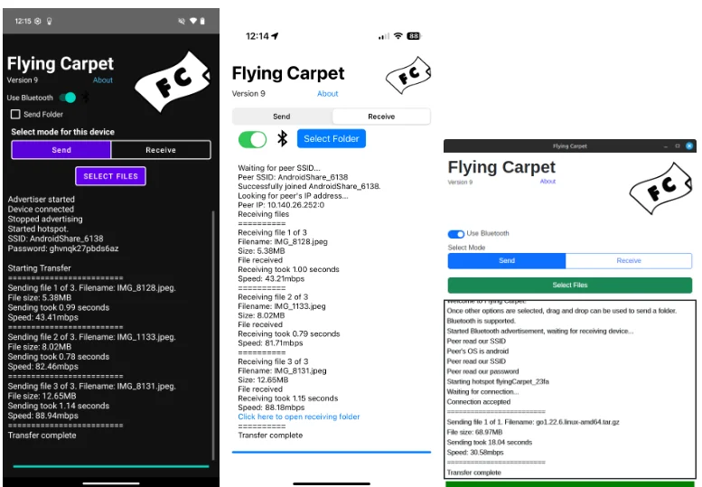 Flying Carpet（飞毯）手机电脑随意互传​
