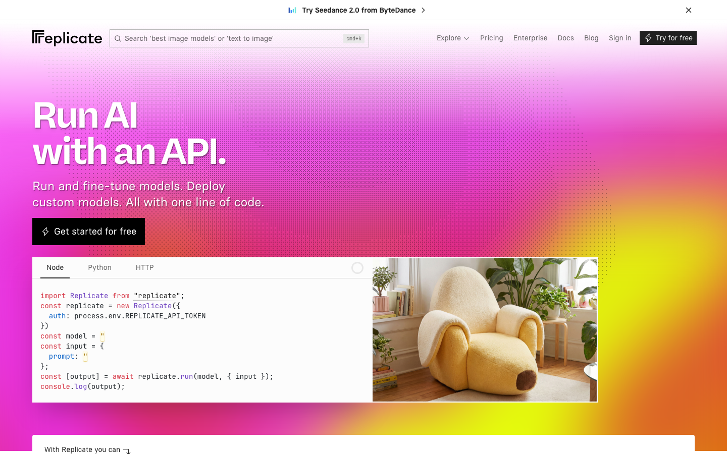 Replicate：一行代码玩转AI模型，Flux/GPT-Image/Claude全都能用