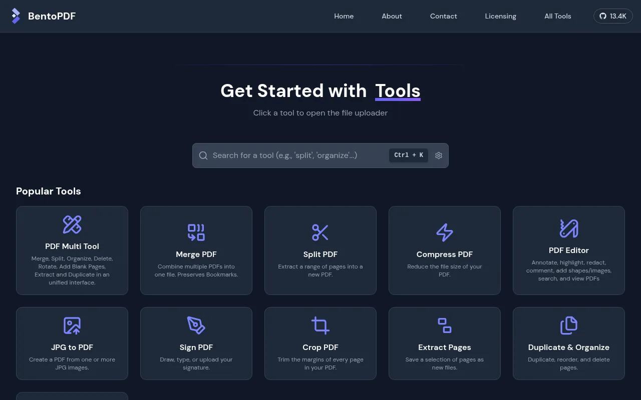 BentoPDF – 隐私优先的PDF工具集