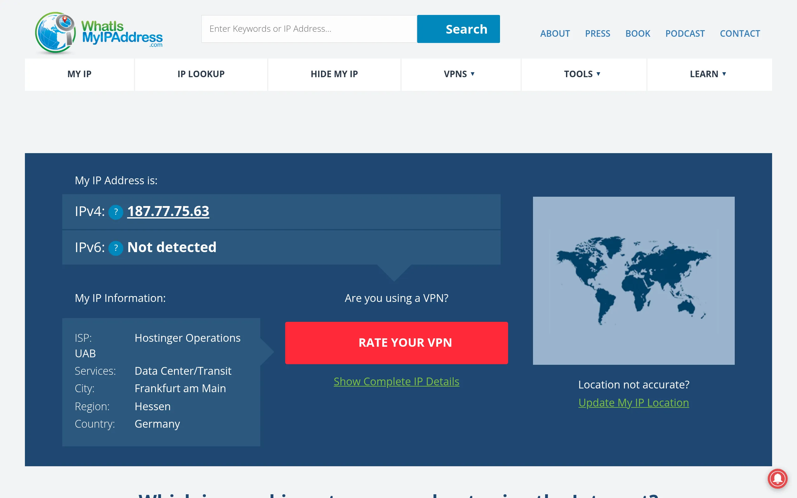 WhatIsMyIPAddress – 快速查询你的公网IP与网络信息