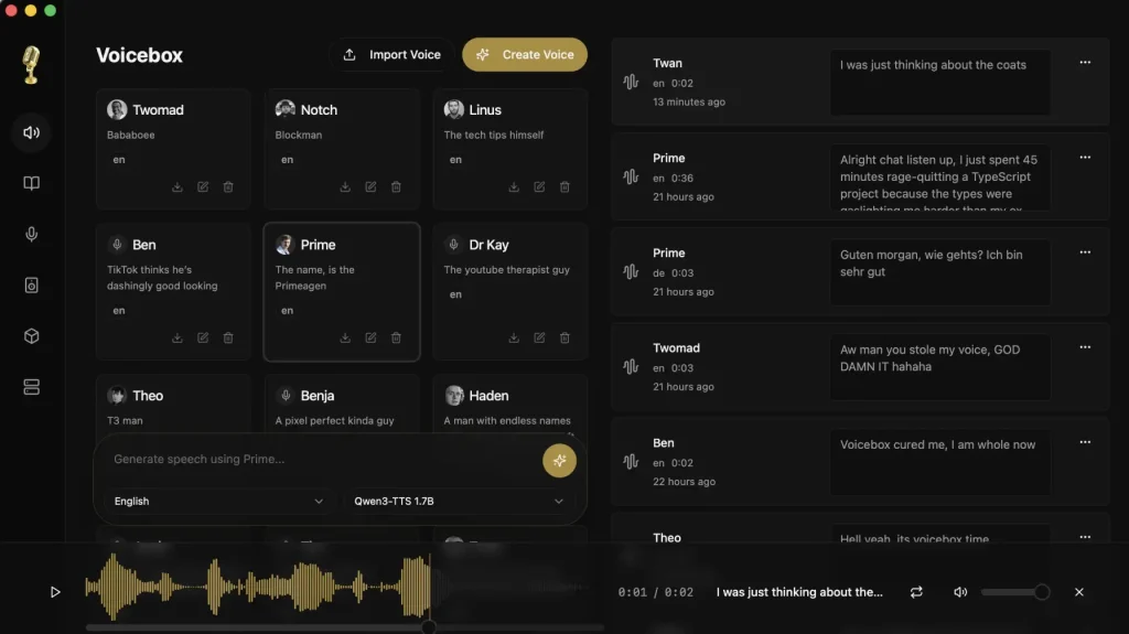 Voicebox – 免费的语音输入输出工作台