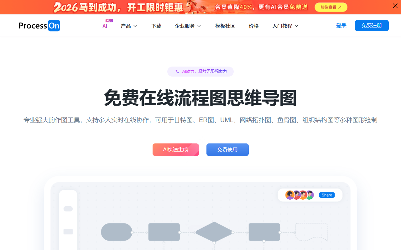 ProcessOn：这个在线工具集合网站，功能比想象中强大