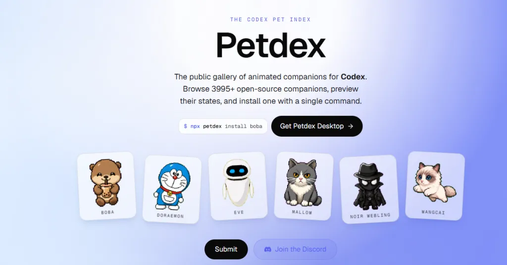 Petdex - 为Codex注入灵动伙伴 1 Petdex – 为Codex注入灵动伙伴