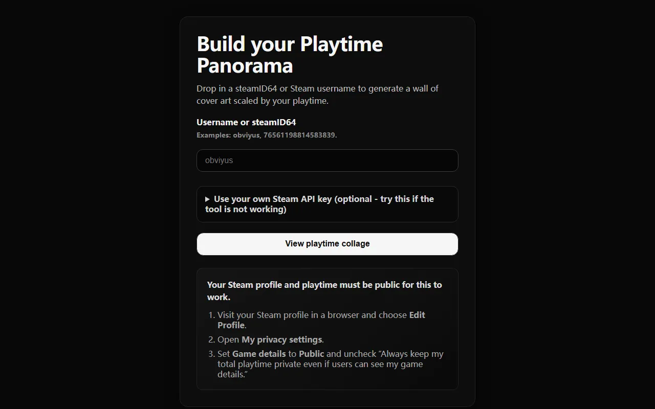 Playtime Panorama – Steam 游戏时长可视化
