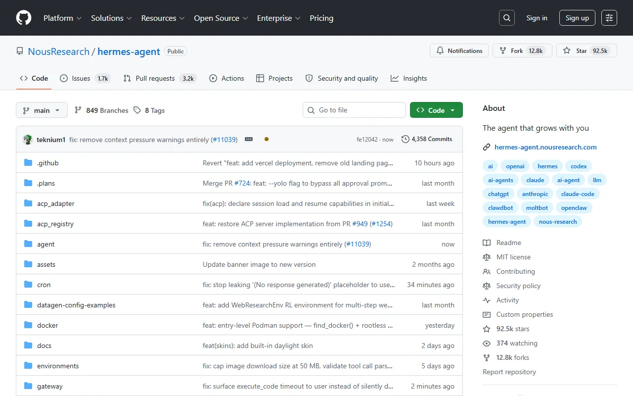 Hermes Agent 开源自进化 AI 智能体