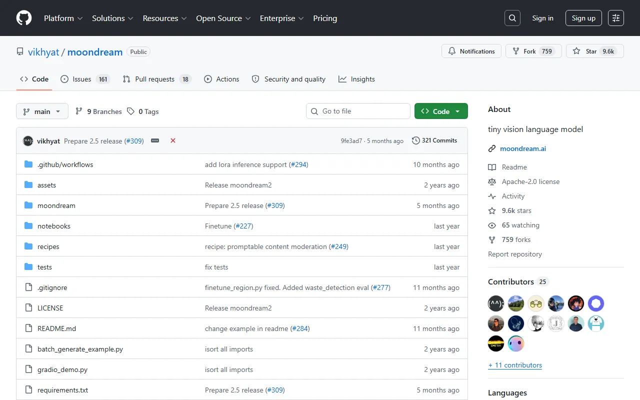 Moondream – 开源视觉语言模型VLM