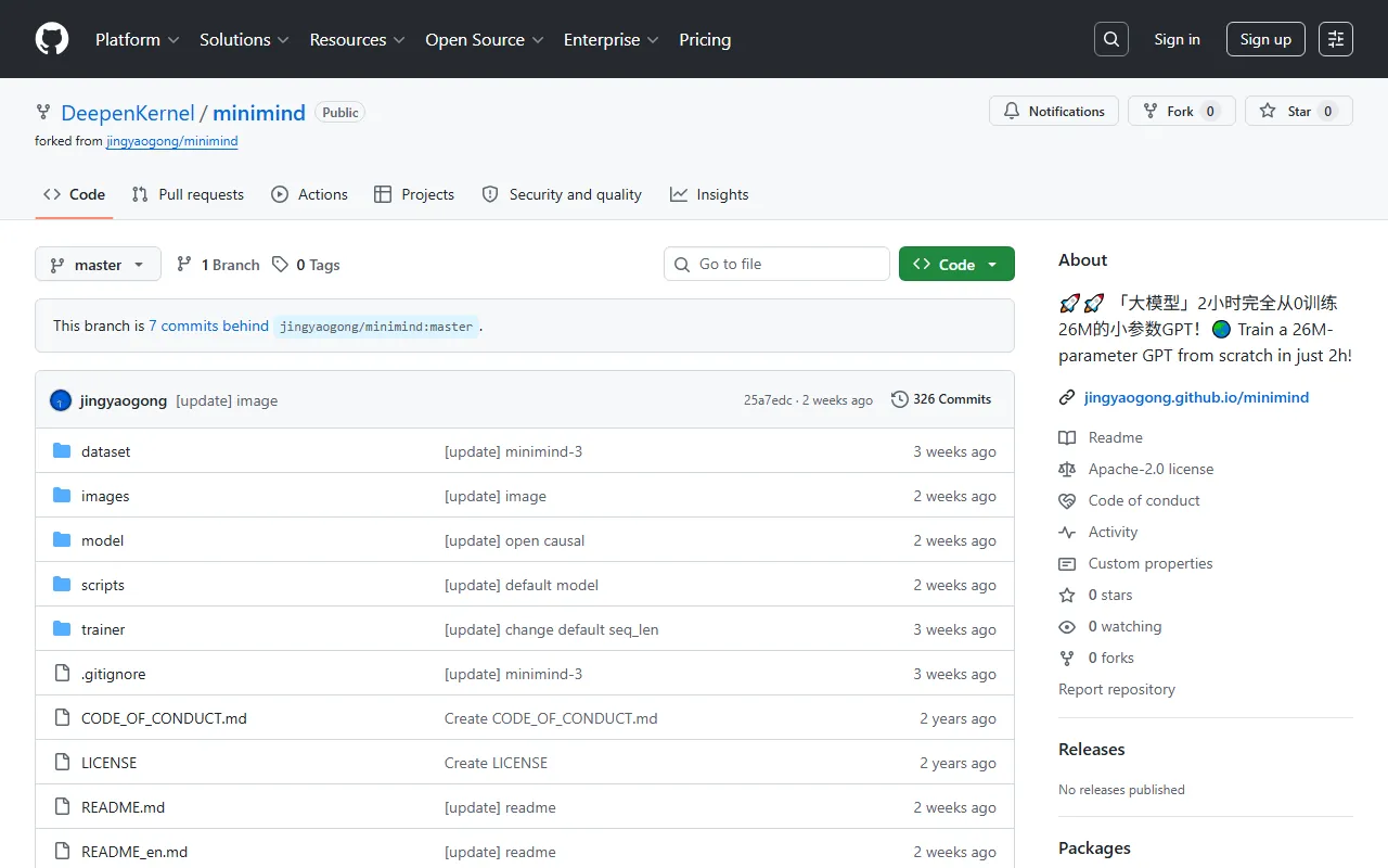 MiniMind – 超小 GPT 从零训练