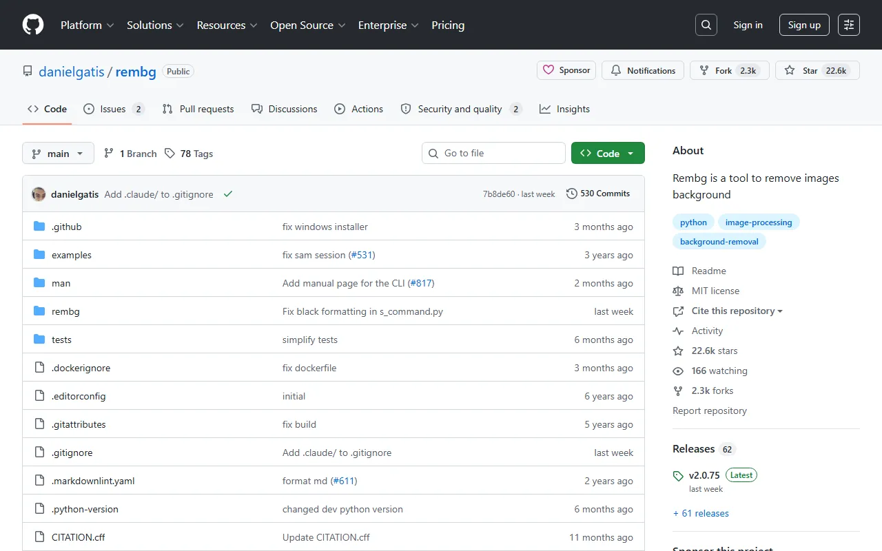 Rembg – AI 自动抠图开源项目