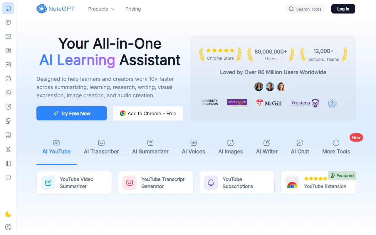 NOTEGPT：全能AI学习助理，400万学生的选择